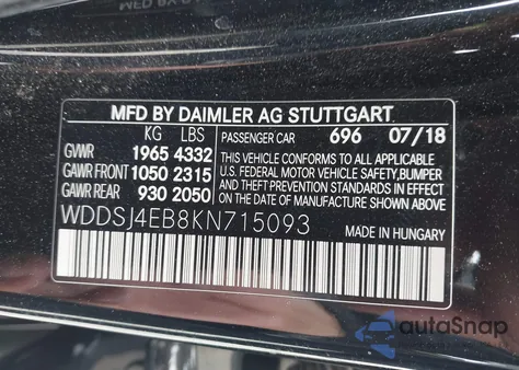 2019 Mercedes-Benz Cla 250 из США, поврежденный, VIN WDDSJ4EB8KN715093